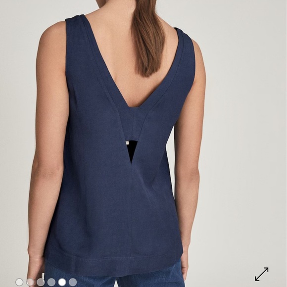 Reiss Emi Linen Blend V-Neck Top Size 6 - Picture 2 of 7